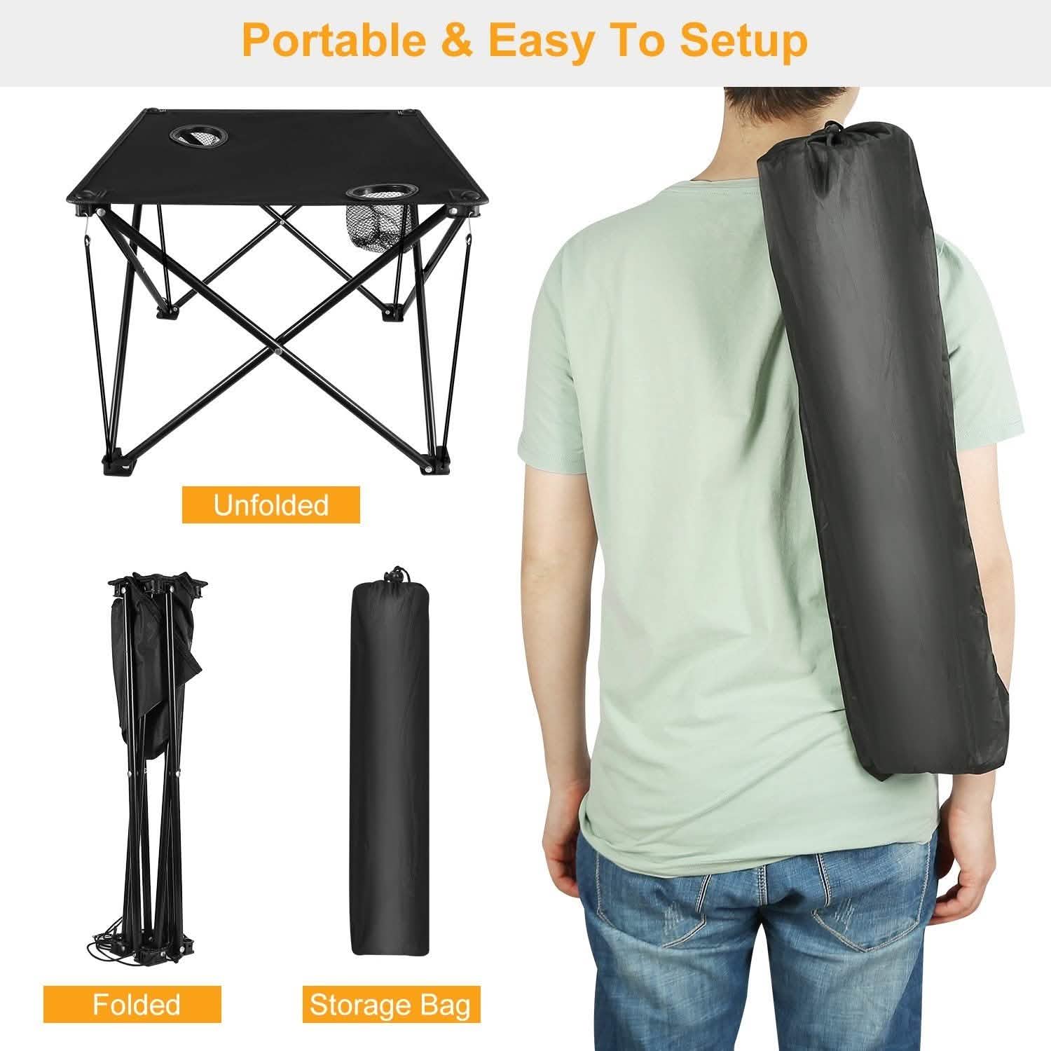 Foldable Camping Table Portable Travel Desk Outdoor Recreation - Tophatter Daily Deals