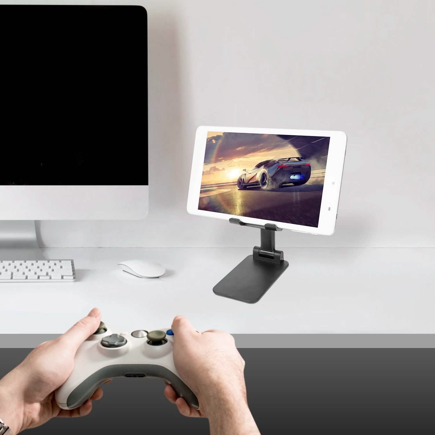 Foldable Desktop Phone Stand Angle Height Adjustable Holder Mobile Accessories - Tophatter Daily Deals