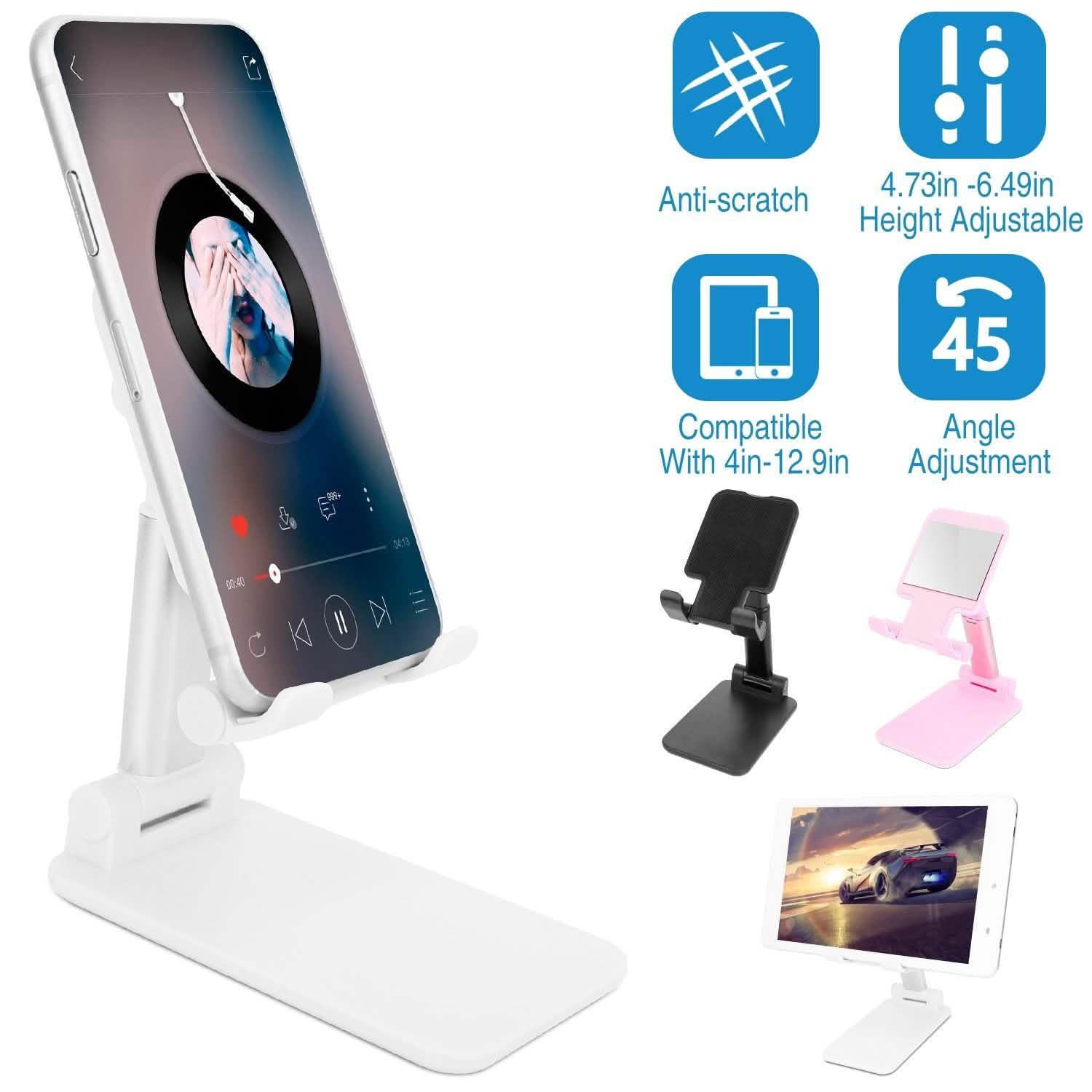 Foldable Desktop Phone Stand Angle Height Adjustable Holder Mobile Accessories - Tophatter Daily Deals