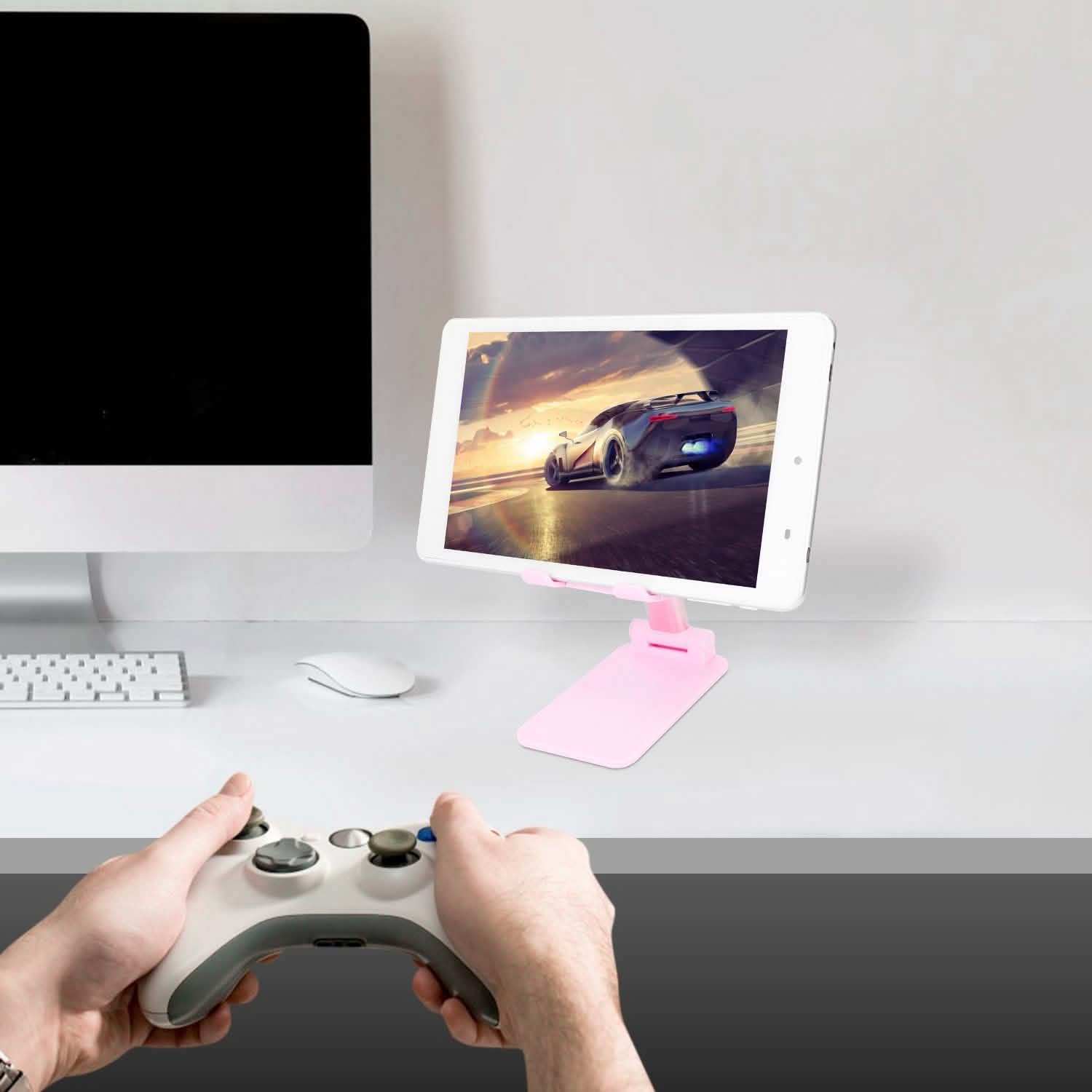 Foldable Desktop Phone Stand Angle Height Adjustable Holder Mobile Accessories - Tophatter Daily Deals