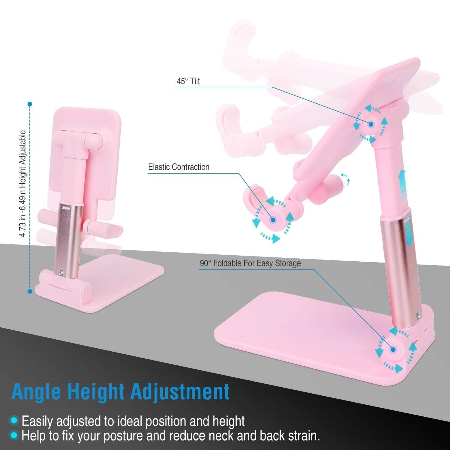 Foldable Desktop Phone Stand Angle Height Adjustable Holder Mobile Accessories - Tophatter Daily Deals