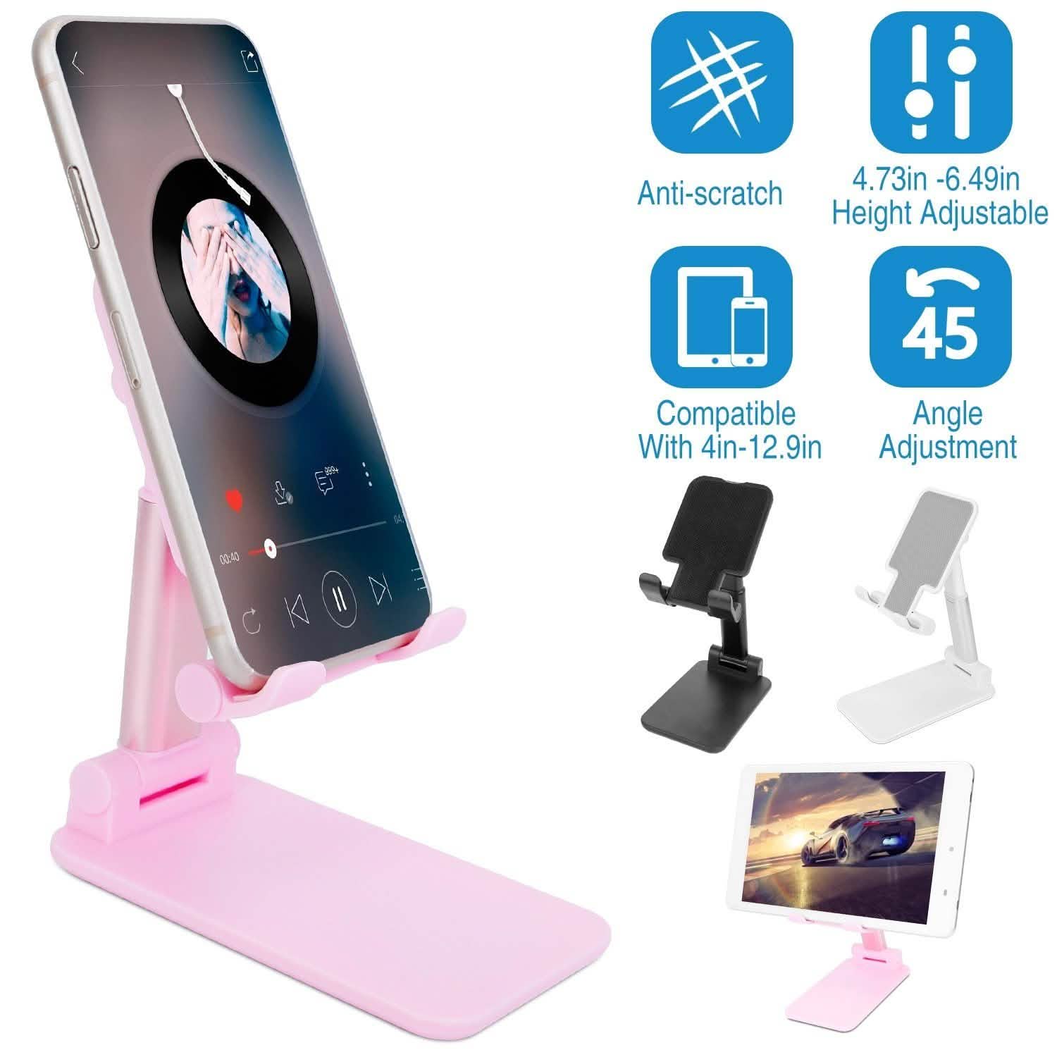 Foldable Desktop Phone Stand Angle Height Adjustable Holder Mobile Accessories - Tophatter Daily Deals