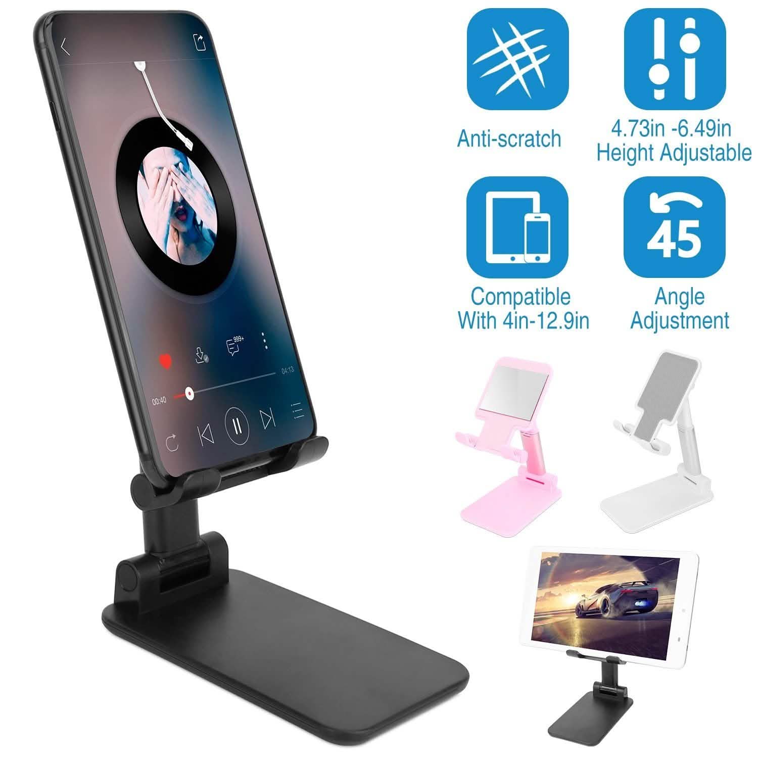 Foldable Desktop Phone Stand Angle Height Adjustable Holder Mobile Accessories - Tophatter Daily Deals