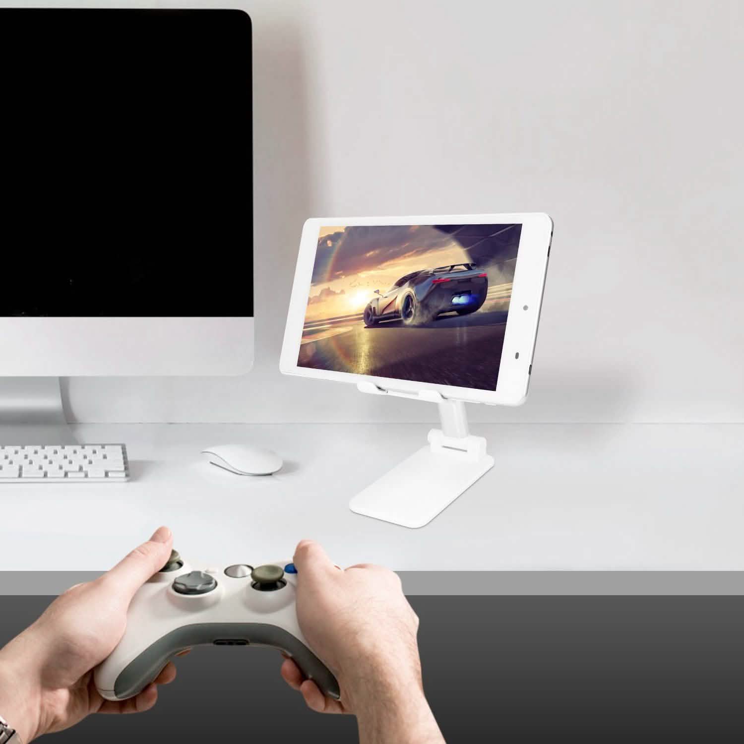 Foldable Desktop Phone Stand Angle Height Adjustable Holder Mobile Accessories - Tophatter Daily Deals