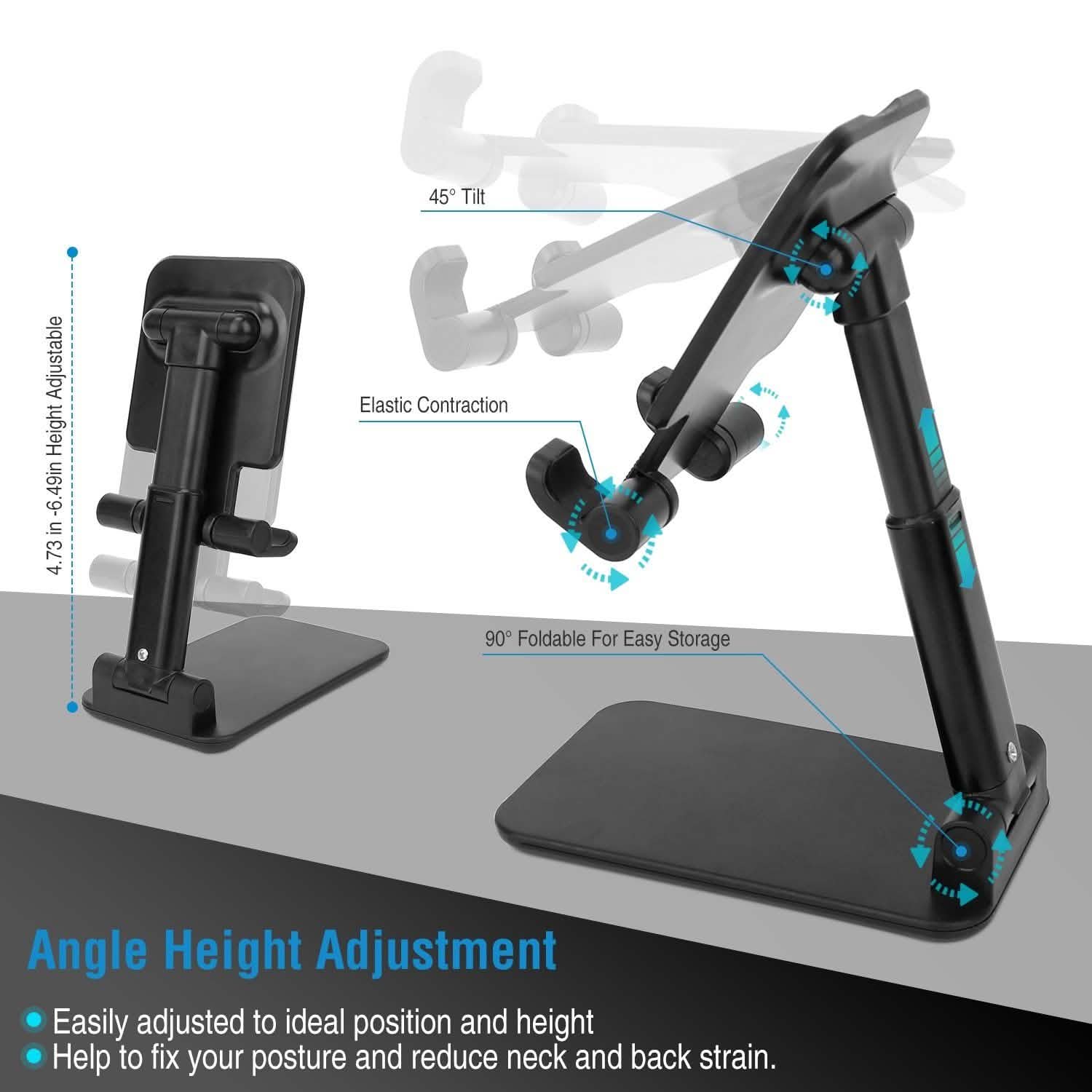 Foldable Desktop Phone Stand Angle Height Adjustable Holder Mobile Accessories - Tophatter Daily Deals