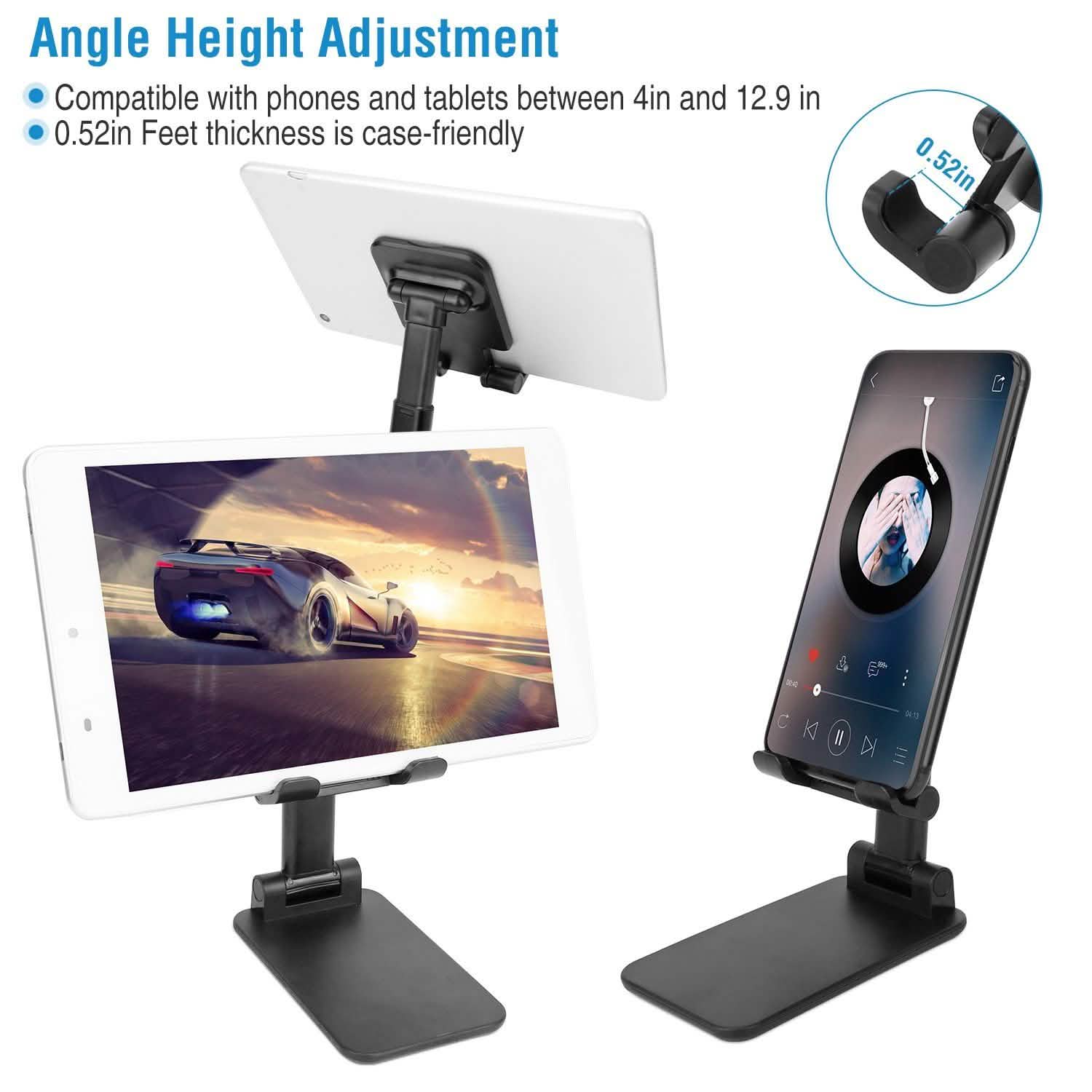 Foldable Desktop Phone Stand Angle Height Adjustable Holder Mobile Accessories - Tophatter Daily Deals