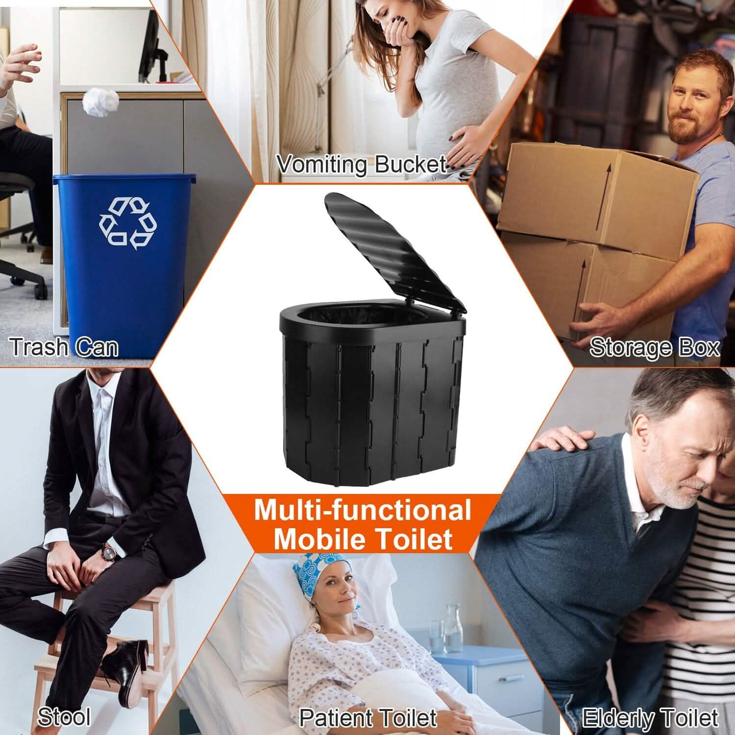 Foldable Emergency Toilet Portable Porta Potty Outdoor Recreation - Tophatter Daily Deals