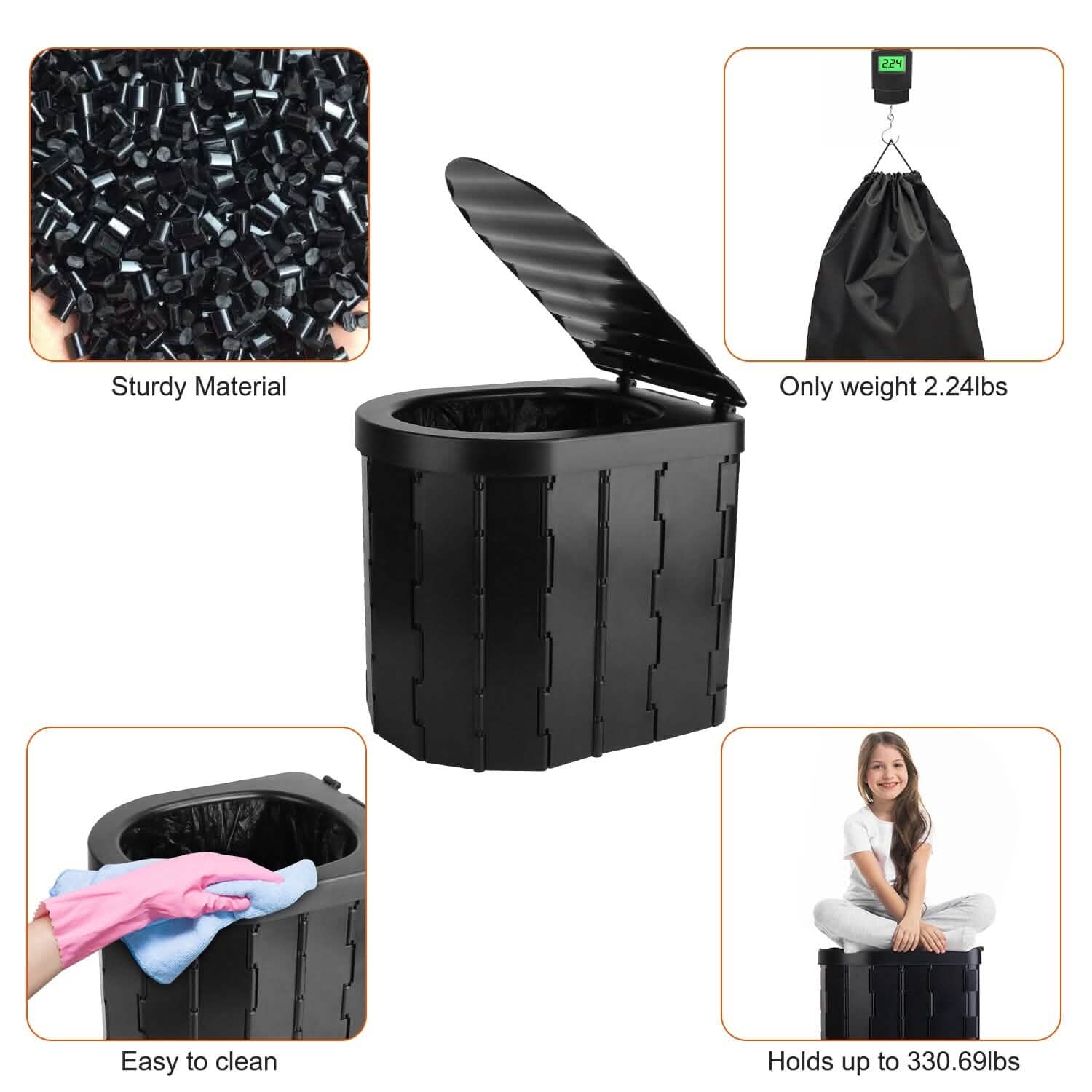 Foldable Emergency Toilet Portable Porta Potty Outdoor Recreation - Tophatter Daily Deals
