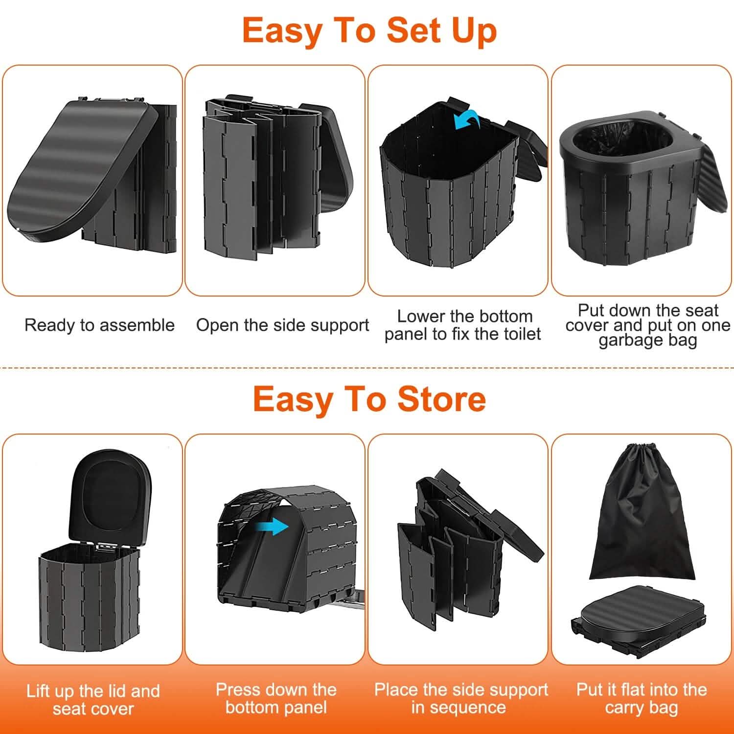 Foldable Emergency Toilet Portable Porta Potty Outdoor Recreation - Tophatter Daily Deals