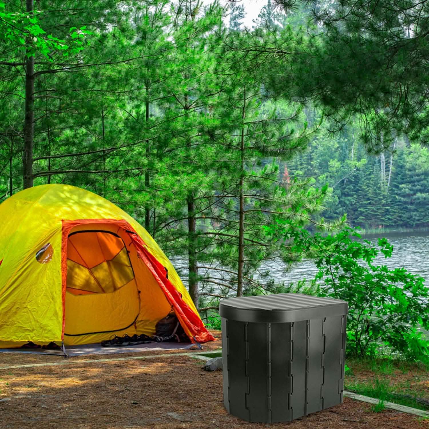 Foldable Emergency Toilet Portable Porta Potty Outdoor Recreation - Tophatter Daily Deals