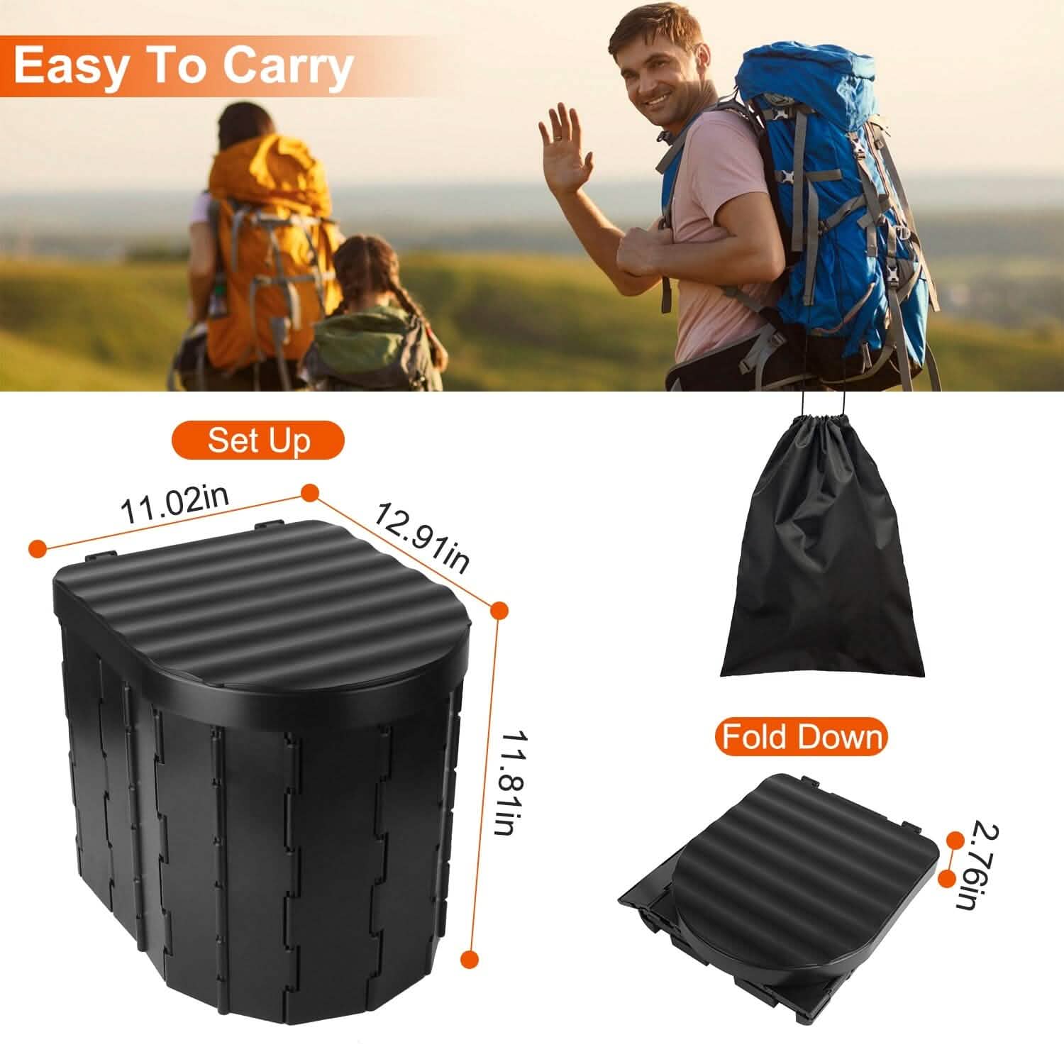 Foldable Emergency Toilet Portable Porta Potty Outdoor Recreation - Tophatter Daily Deals