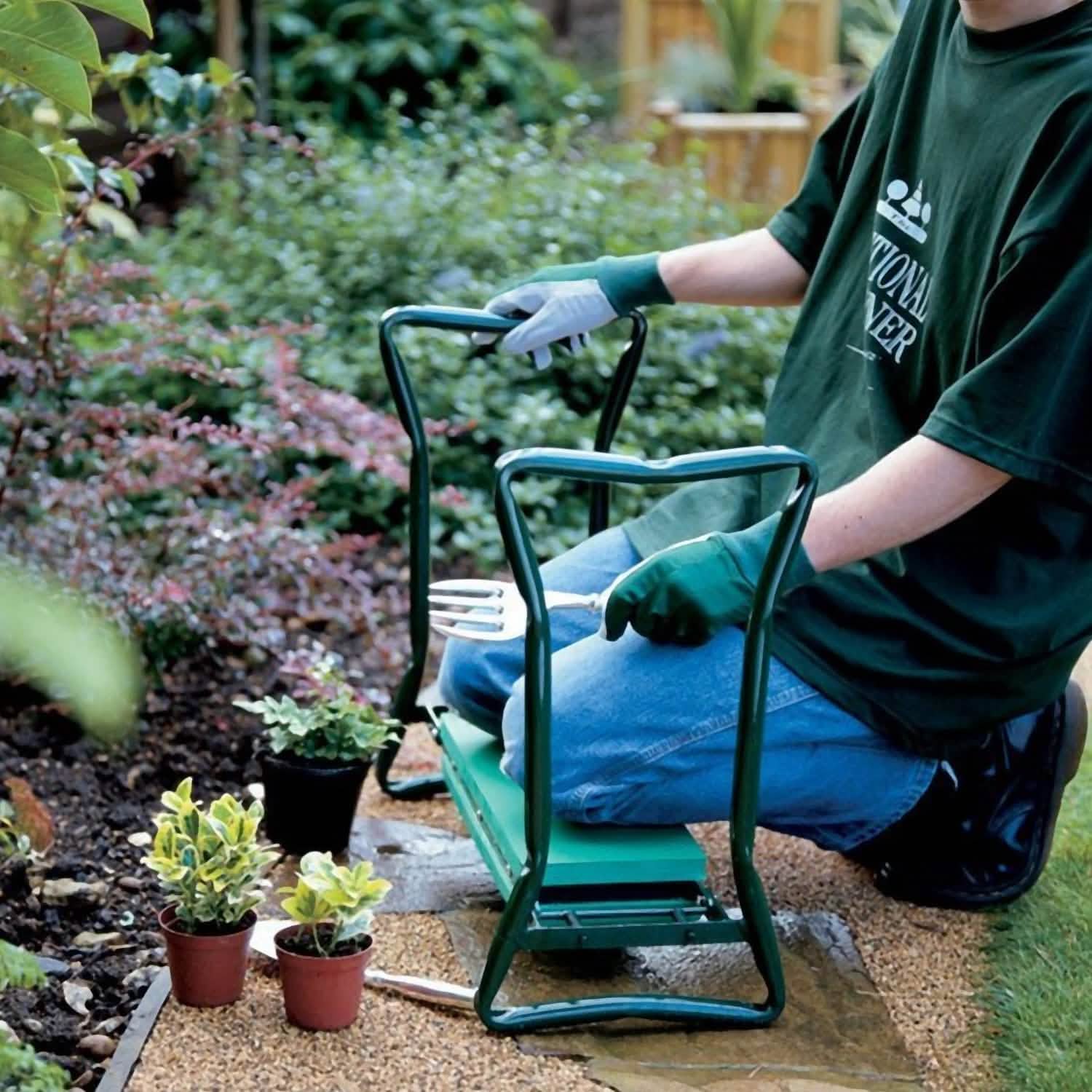 Foldable Garden Kneeler Seat with Kneeling Soft Cushion Pad Garden & Patio - Tophatter Daily Deals