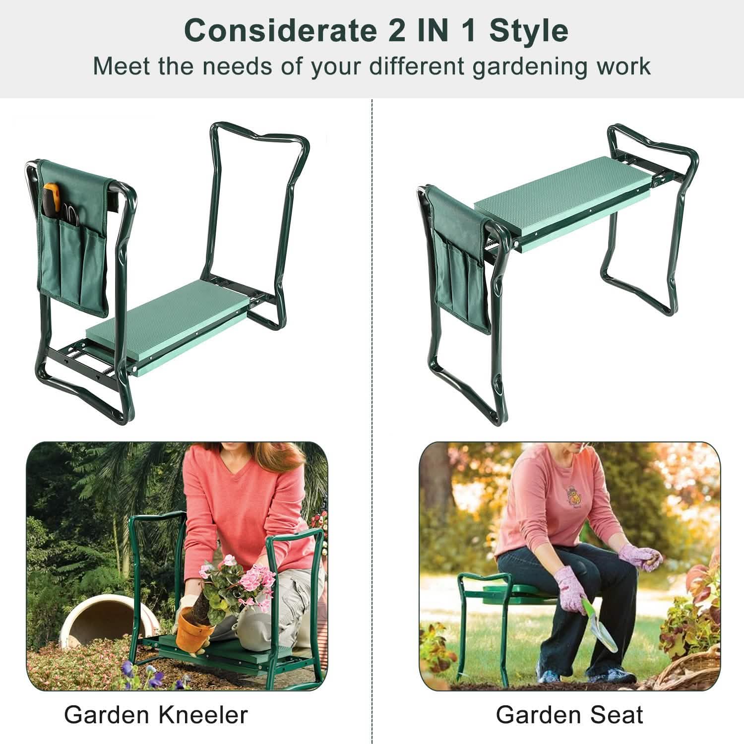 Foldable Garden Kneeler Seat with Kneeling Soft Cushion Pad Garden & Patio - Tophatter Daily Deals