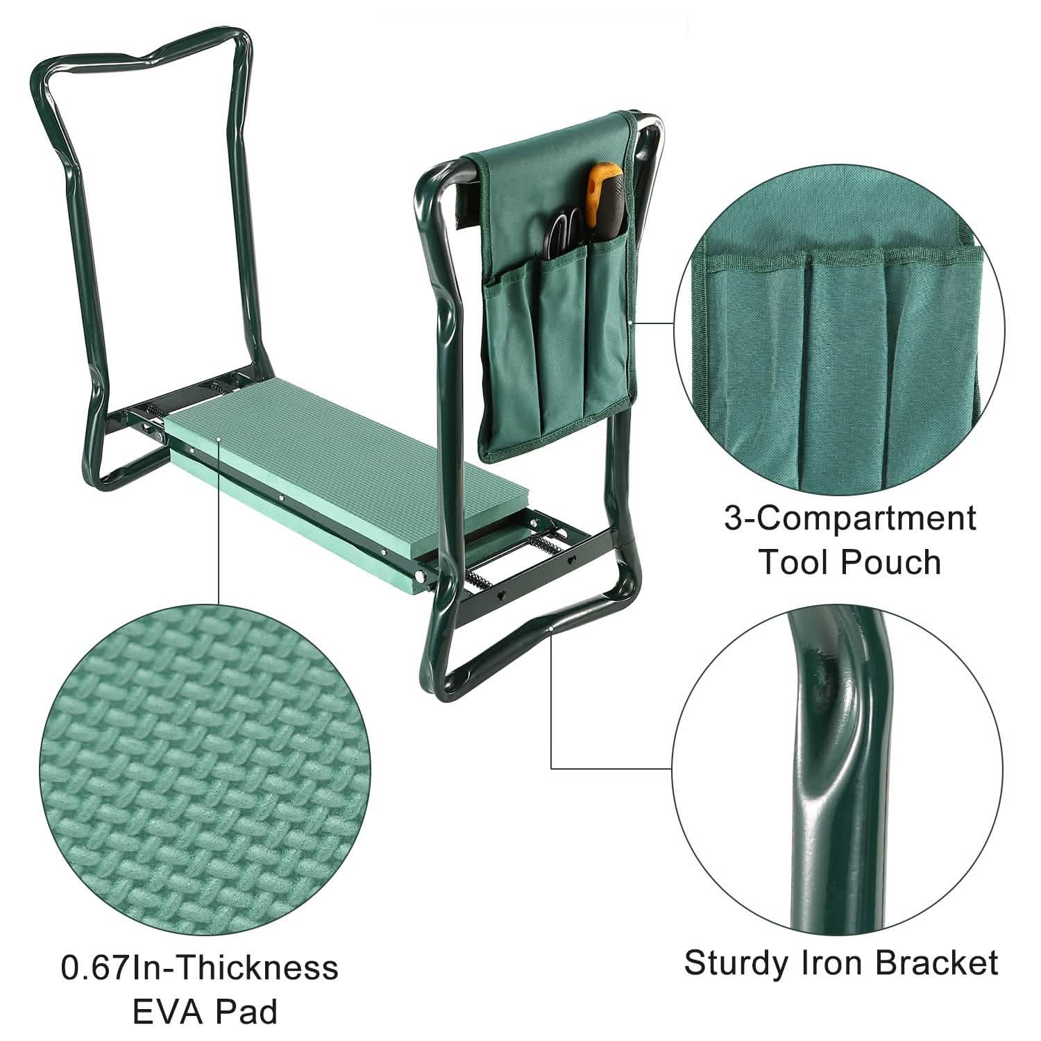 Foldable Garden Kneeler Seat with Kneeling Soft Cushion Pad Garden & Patio - Tophatter Daily Deals