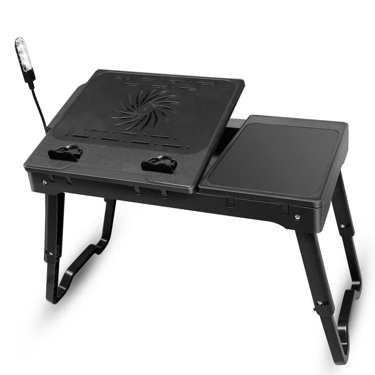 Foldable Laptop Table Bed Notebook Desk with Cooling Fan Mouse Board Black Computer Accessories - Tophatter Daily Deals