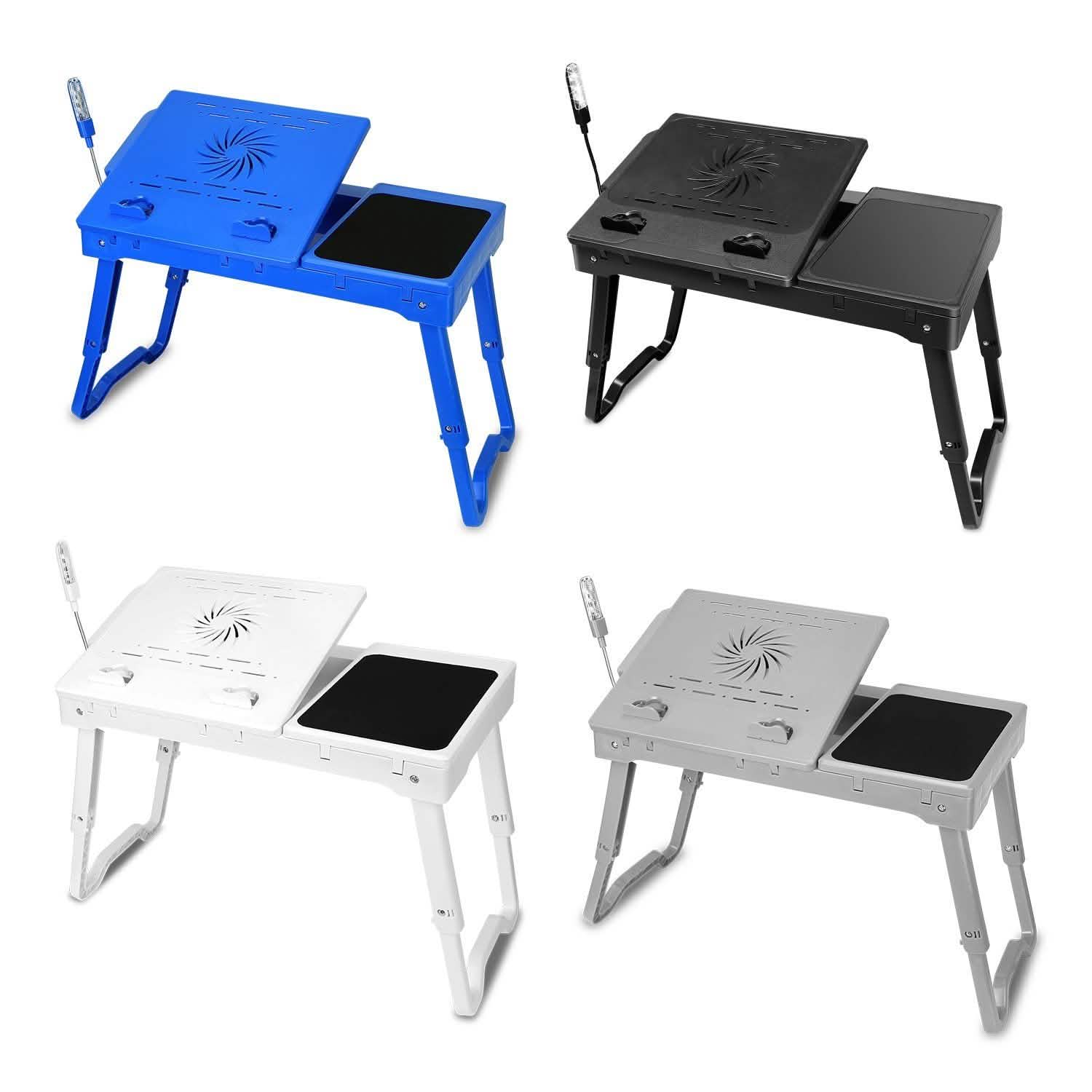 Foldable Laptop Table Bed Notebook Desk with Cooling Fan Mouse Board Computer Accessories - Tophatter Daily Deals