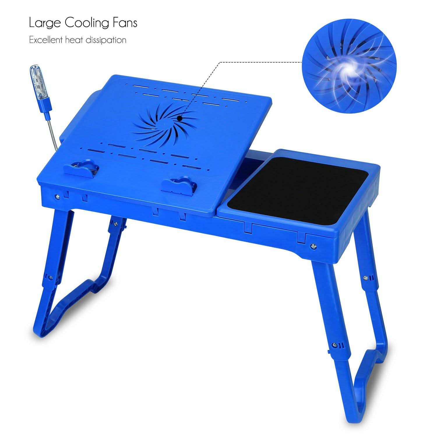 Foldable Laptop Table Bed Notebook Desk with Cooling Fan Mouse Board Computer Accessories - Tophatter Daily Deals