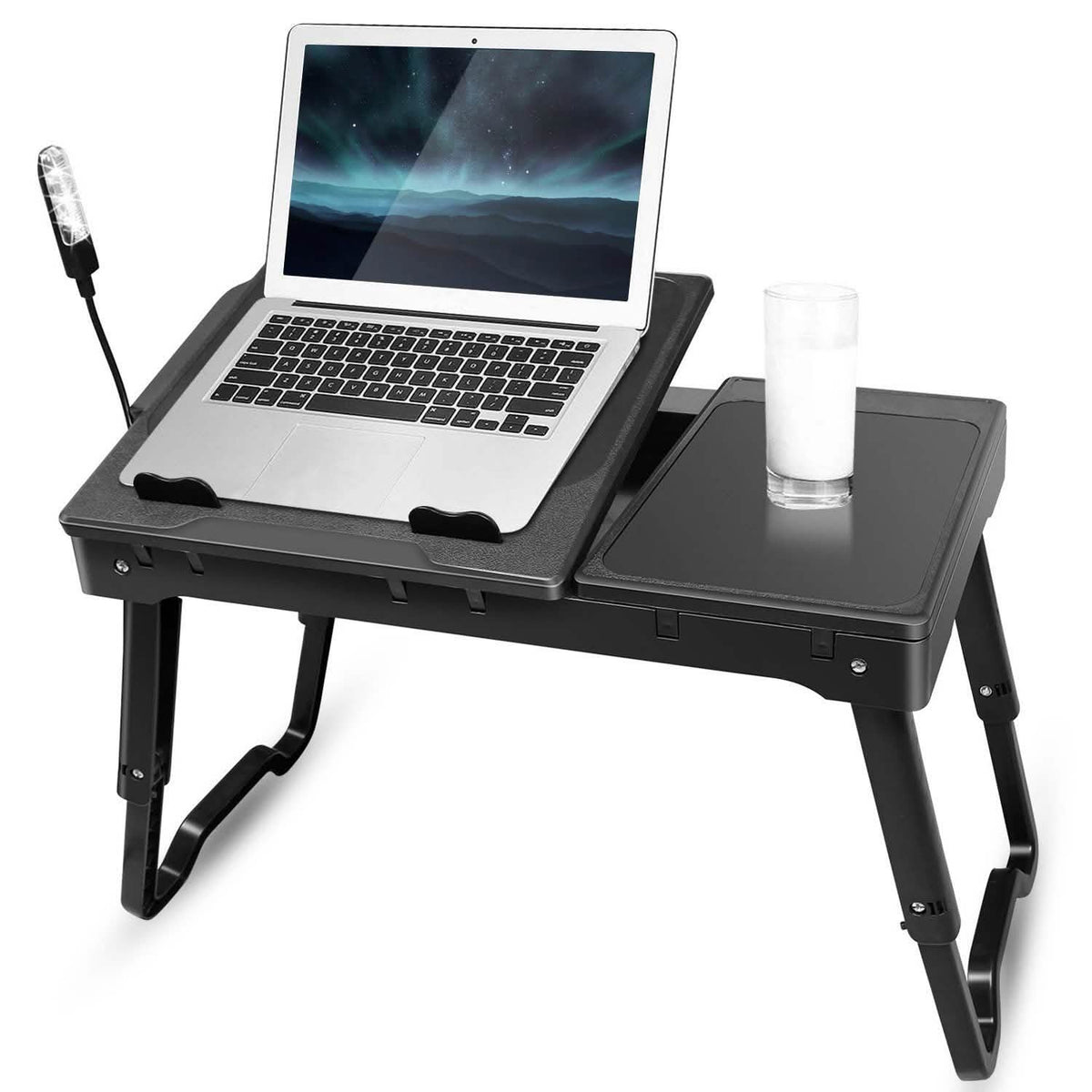 Foldable Laptop Table Bed Notebook Desk with Cooling Fan Mouse Board Computer Accessories - Tophatter Daily Deals