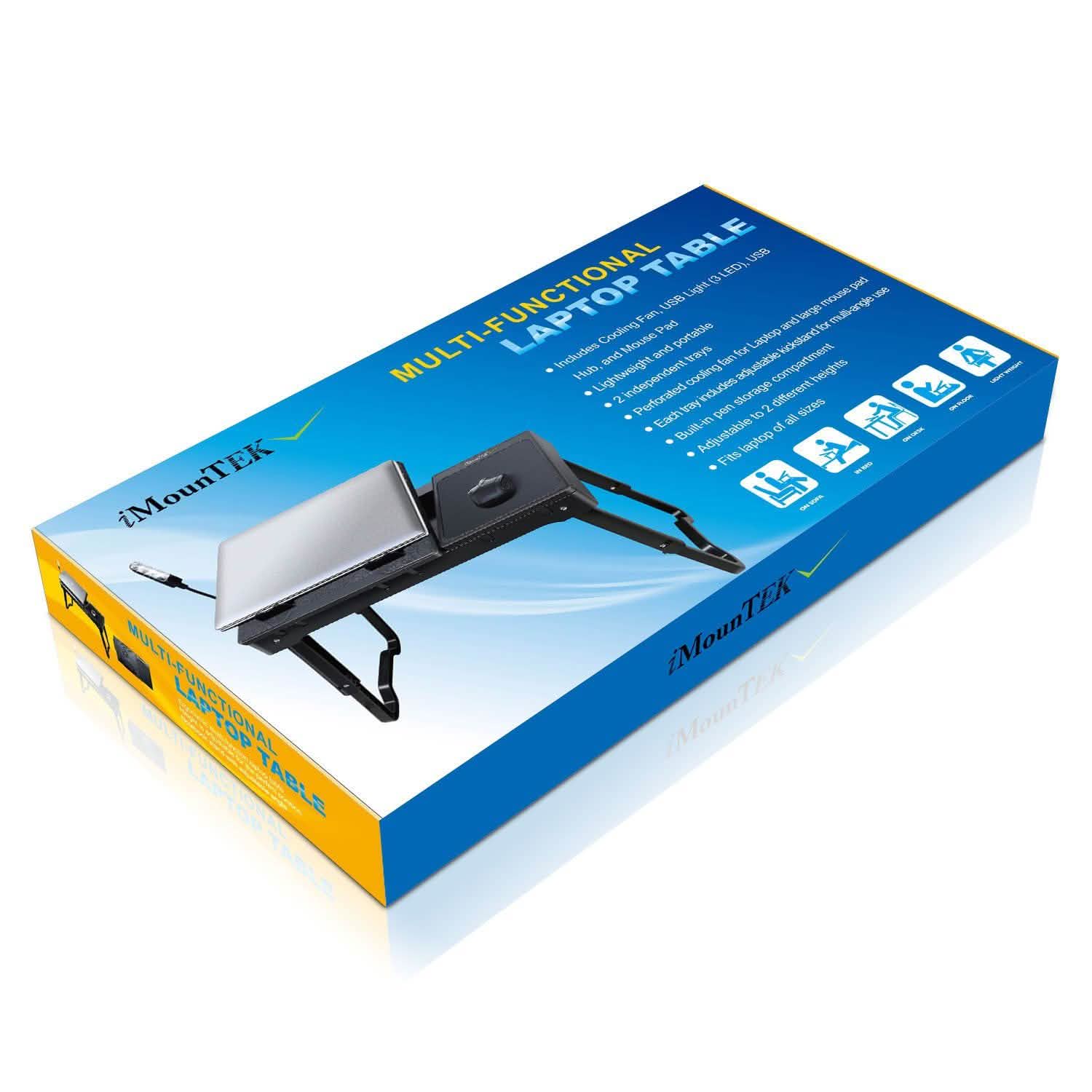 Foldable Laptop Table Bed Notebook Desk with Cooling Fan Mouse Board Computer Accessories - Tophatter Daily Deals