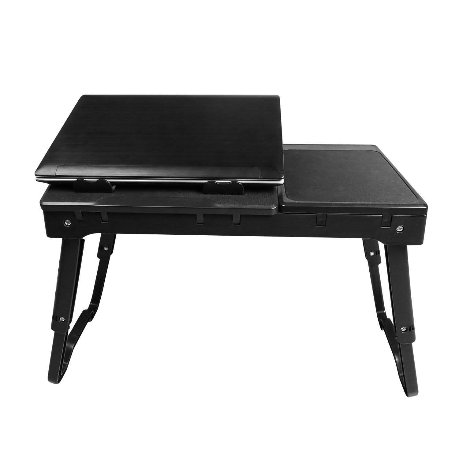 Foldable Laptop Table Bed Notebook Desk with Cooling Fan Mouse Board Computer Accessories - Tophatter Daily Deals
