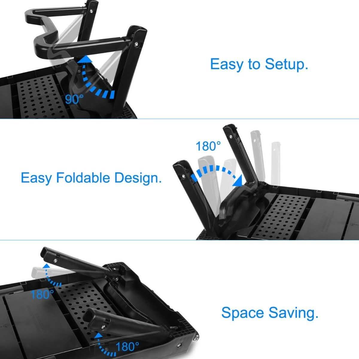 Foldable Laptop Table Bed Notebook Desk with Cooling Fan Mouse Board Computer Accessories - Tophatter Daily Deals