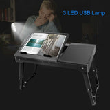 Foldable Laptop Table Bed Notebook Desk with Cooling Fan Mouse Board Computer Accessories - Tophatter Daily Deals
