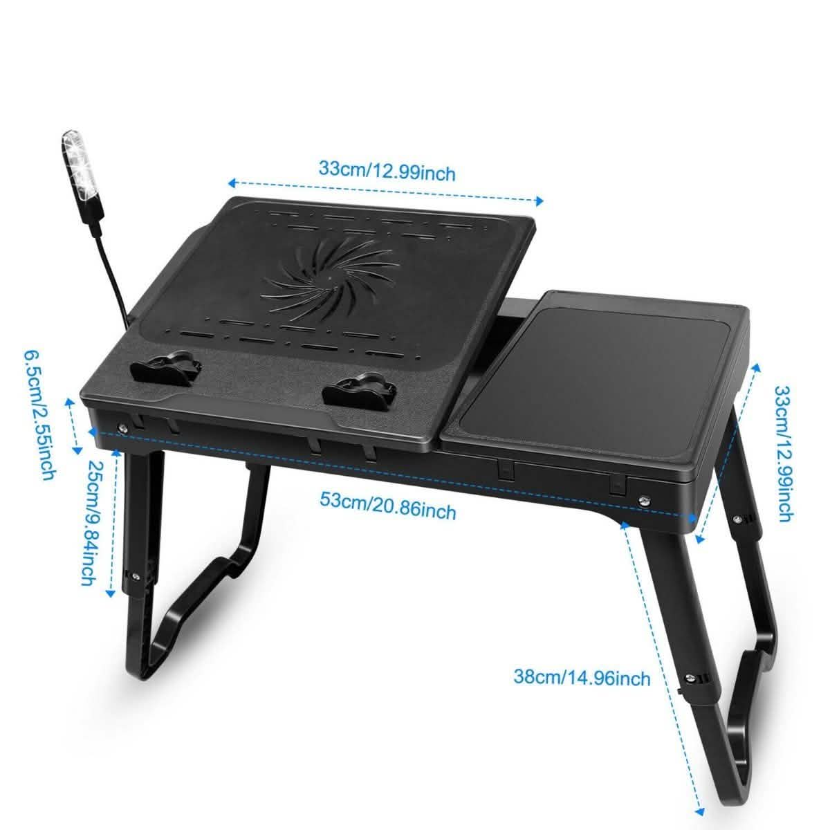 Foldable Laptop Table Bed Notebook Desk with Cooling Fan Mouse Board Computer Accessories - Tophatter Daily Deals
