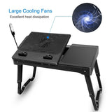 Foldable Laptop Table Bed Notebook Desk with Cooling Fan Mouse Board Computer Accessories - Tophatter Daily Deals