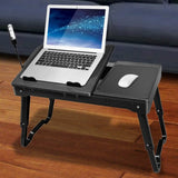 Foldable Laptop Table Bed Notebook Desk with Cooling Fan Mouse Board Computer Accessories - Tophatter Daily Deals