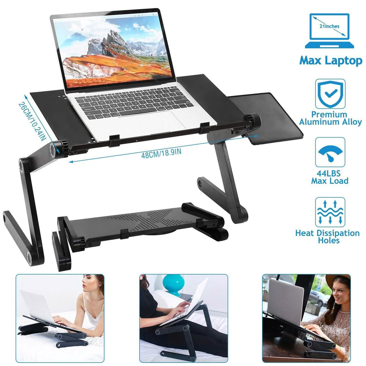 Foldable Laptop Table Bed Notebook Desk with Mouse Board Computer Accessories - Tophatter Daily Deals