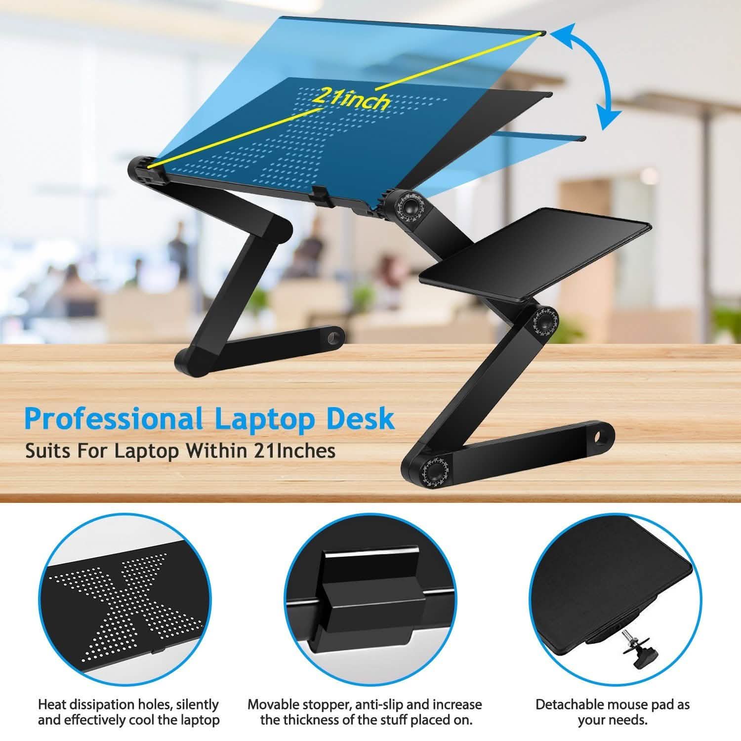 Foldable Laptop Table Bed Notebook Desk with Mouse Board Computer Accessories - Tophatter Daily Deals