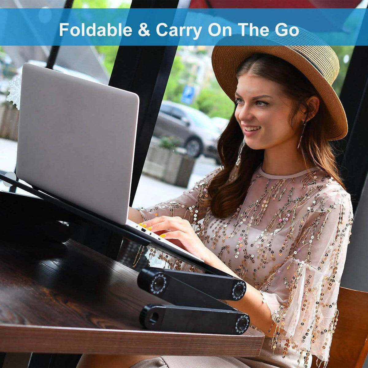 Foldable Laptop Table Bed Notebook Desk with Mouse Board Computer Accessories - Tophatter Daily Deals