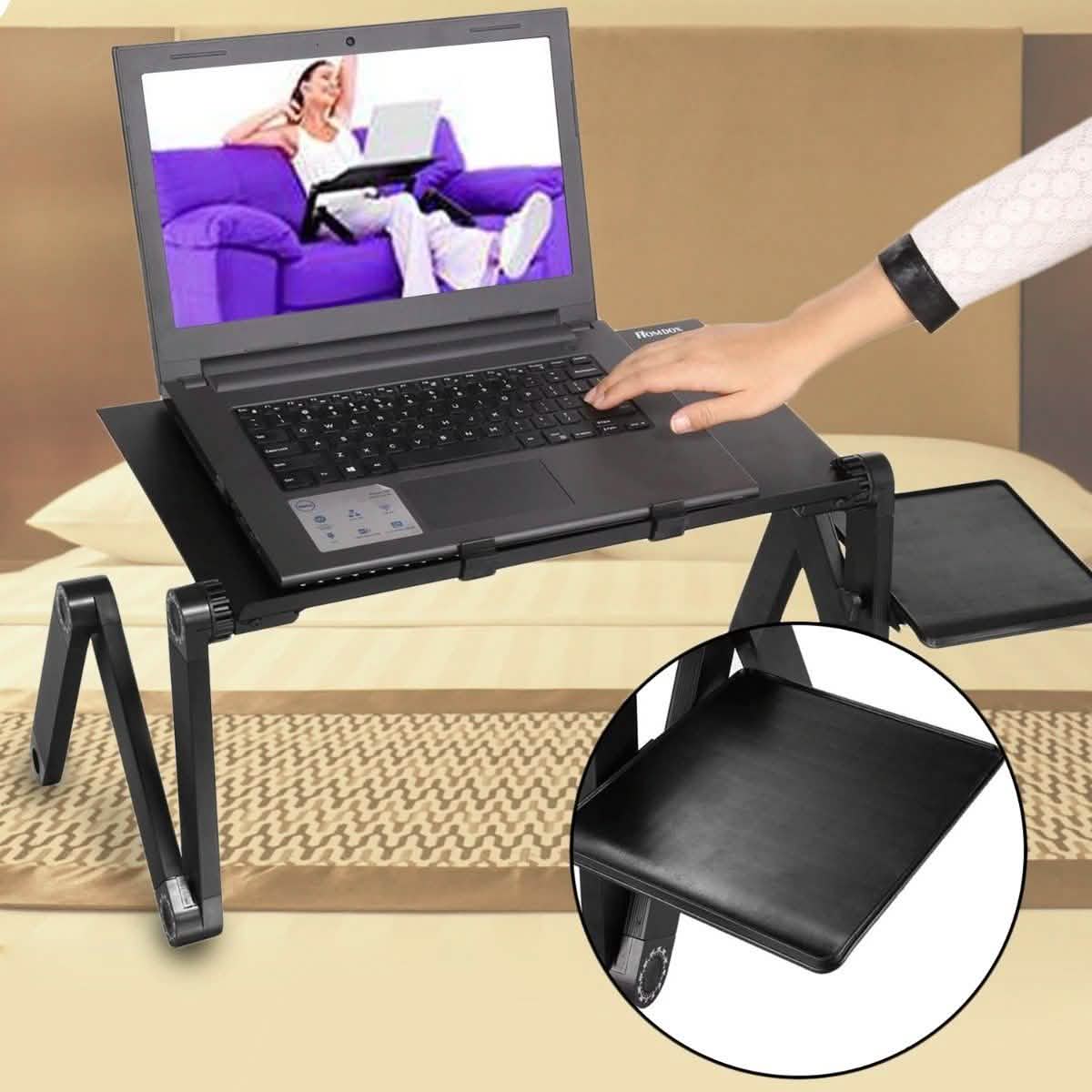 Foldable Laptop Table Bed Notebook Desk with Mouse Board Computer Accessories - Tophatter Daily Deals