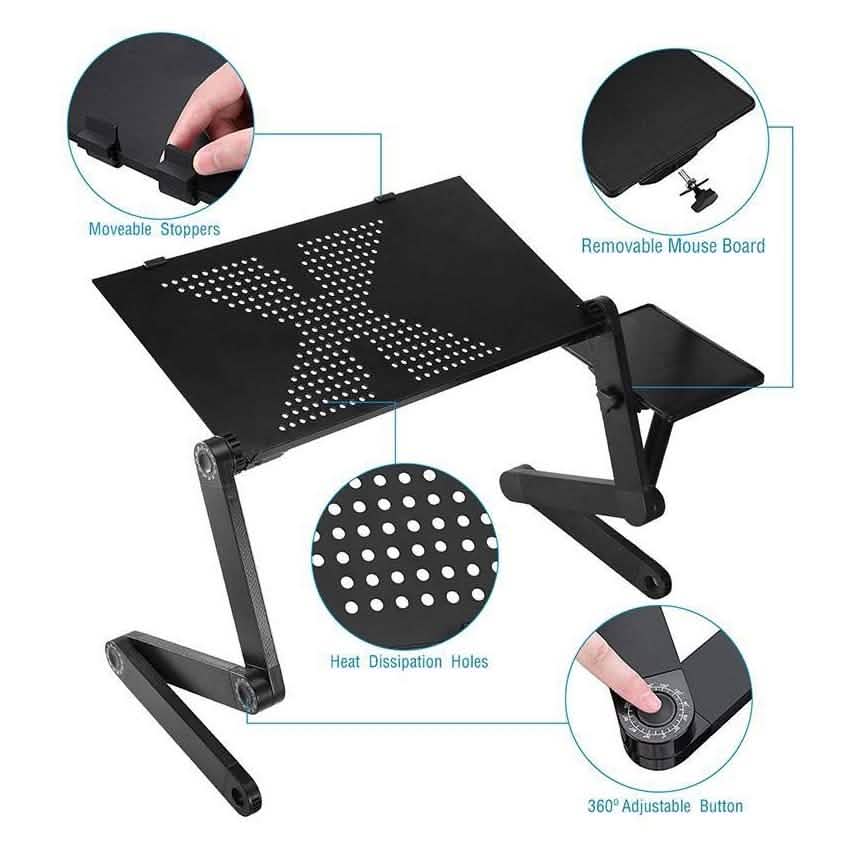 Foldable Laptop Table Bed Notebook Desk with Mouse Board Computer Accessories - Tophatter Daily Deals