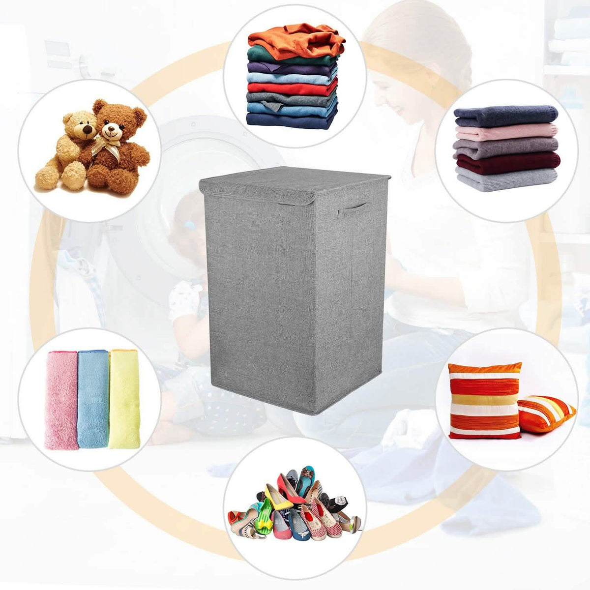 Foldable Laundry Hampers with Lid Storage & Organization - Tophatter Daily Deals