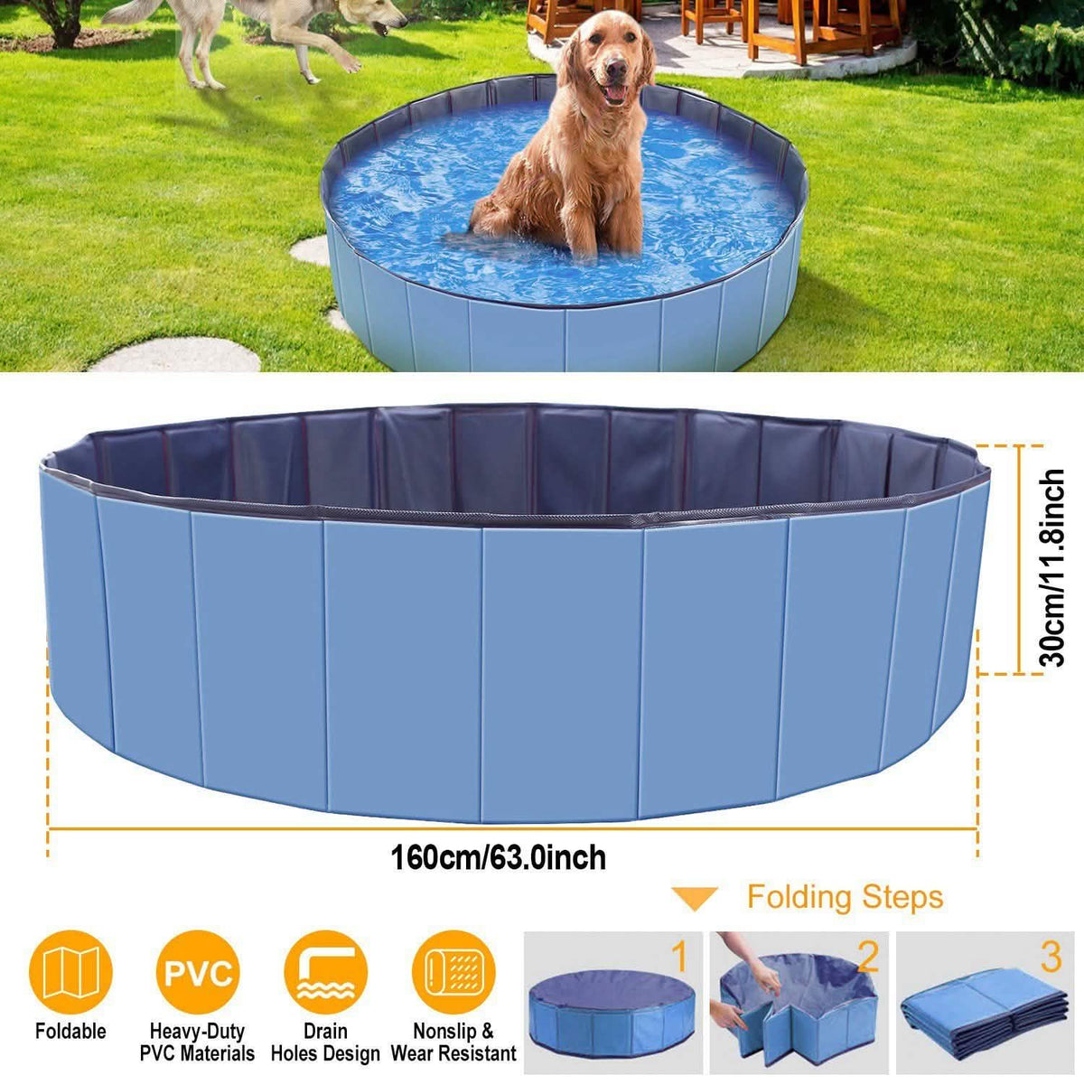 Foldable Pet Swimming Pool PVC Pet Supplies - Tophatter Daily Deals