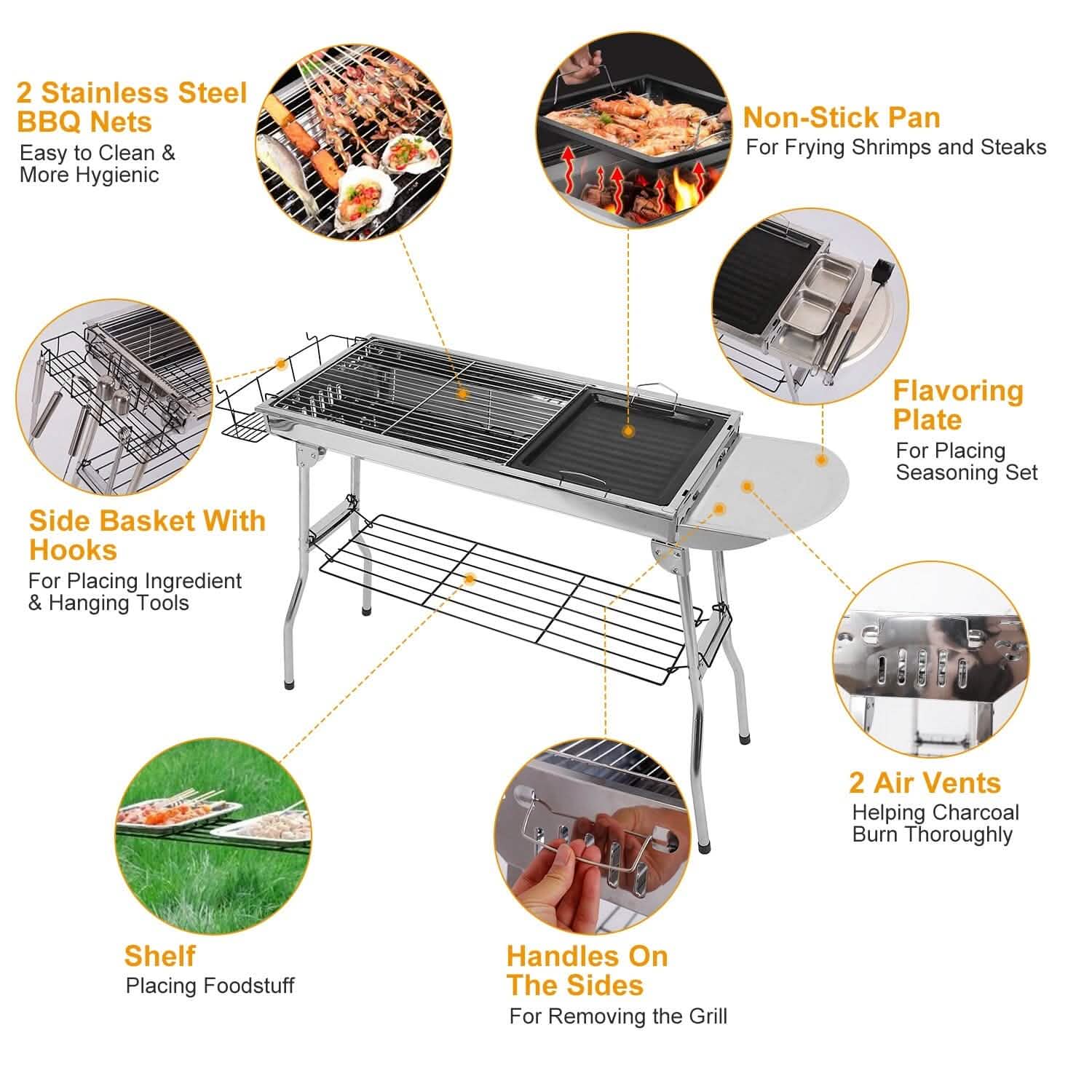 Foldable Portable Barbecue Grill Outdoor Recreation - Tophatter Daily Deals
