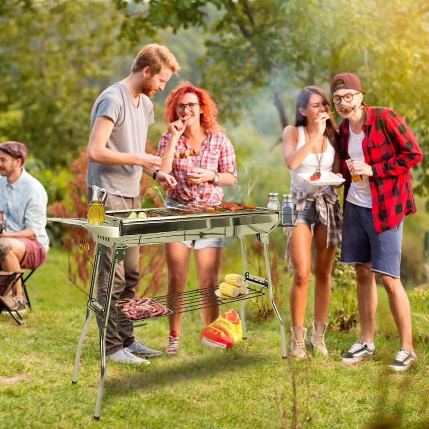 Foldable Portable Barbecue Grill Outdoor Recreation - Tophatter Daily Deals