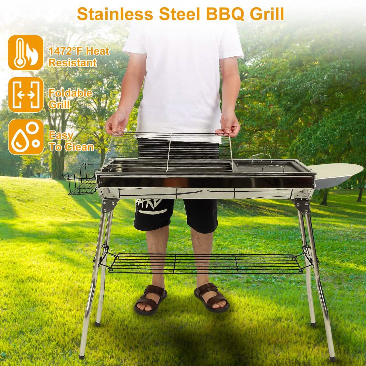 Foldable Portable Barbecue Grill Outdoor Recreation - Tophatter Daily Deals
