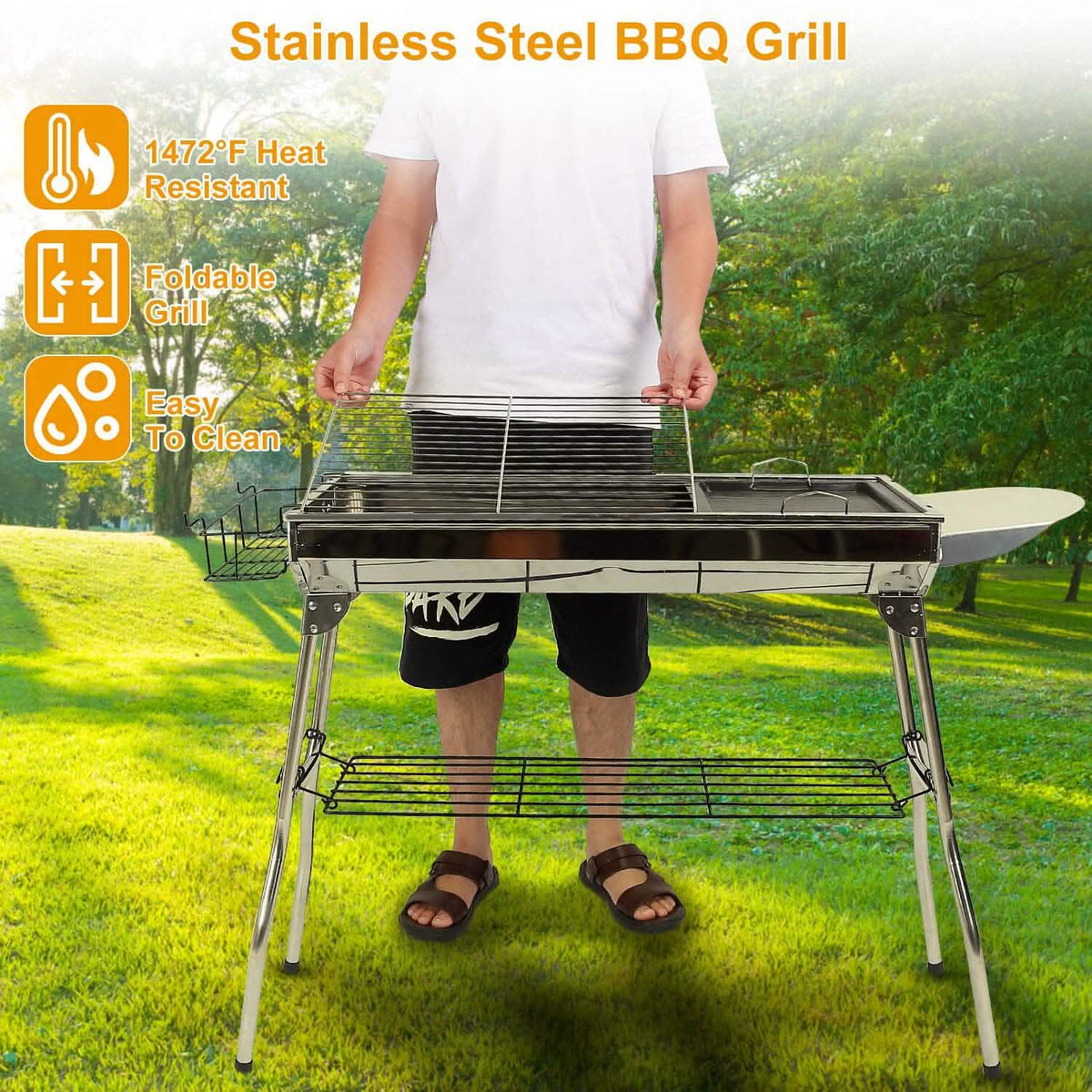 Foldable Portable Barbecue Grill Outdoor Recreation - Tophatter Daily Deals