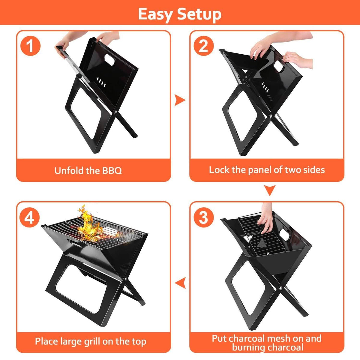 Foldable Portable BBQ Barbecue Grill Garden & Patio - Tophatter Daily Deals