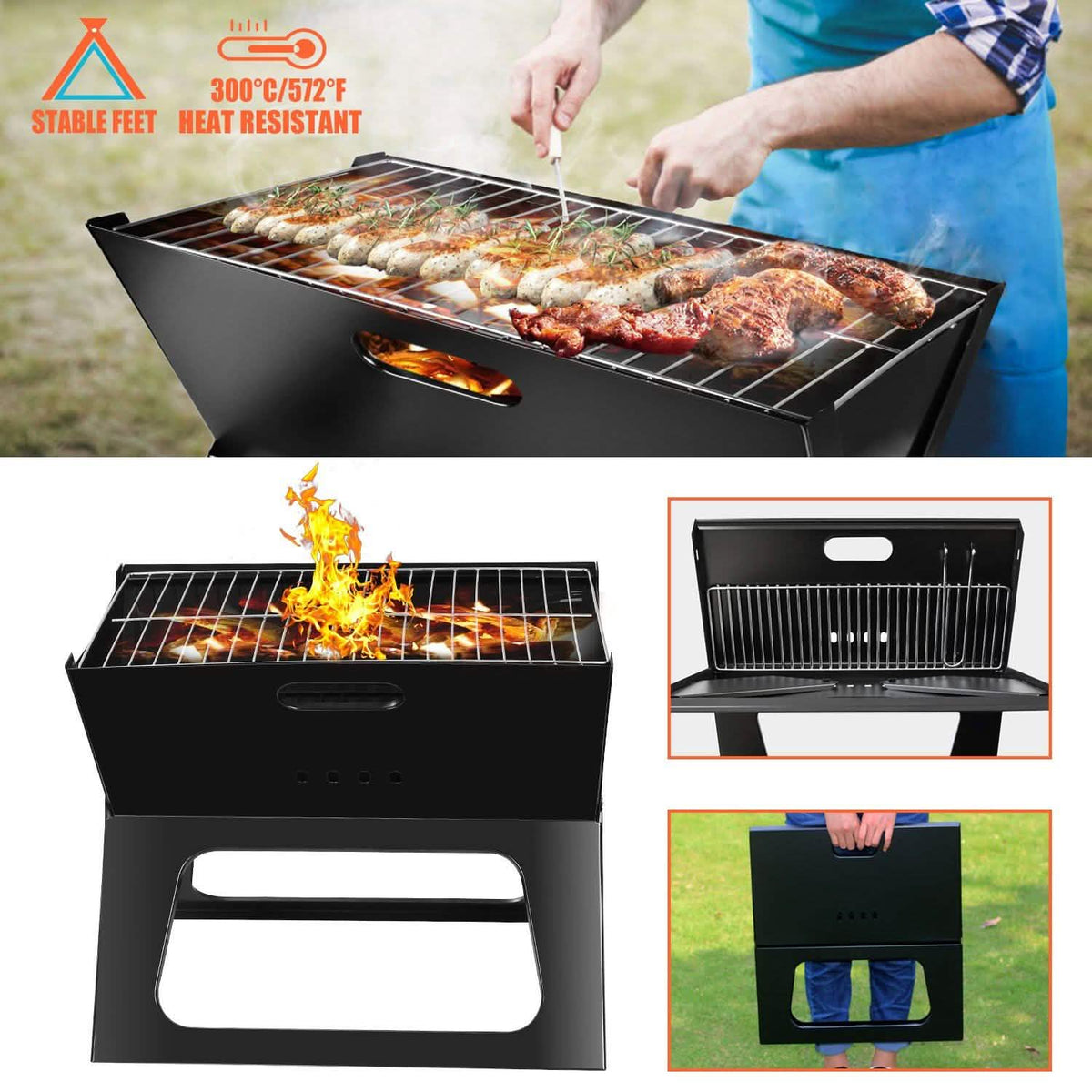 Foldable Portable BBQ Barbecue Grill Garden & Patio - Tophatter Daily Deals