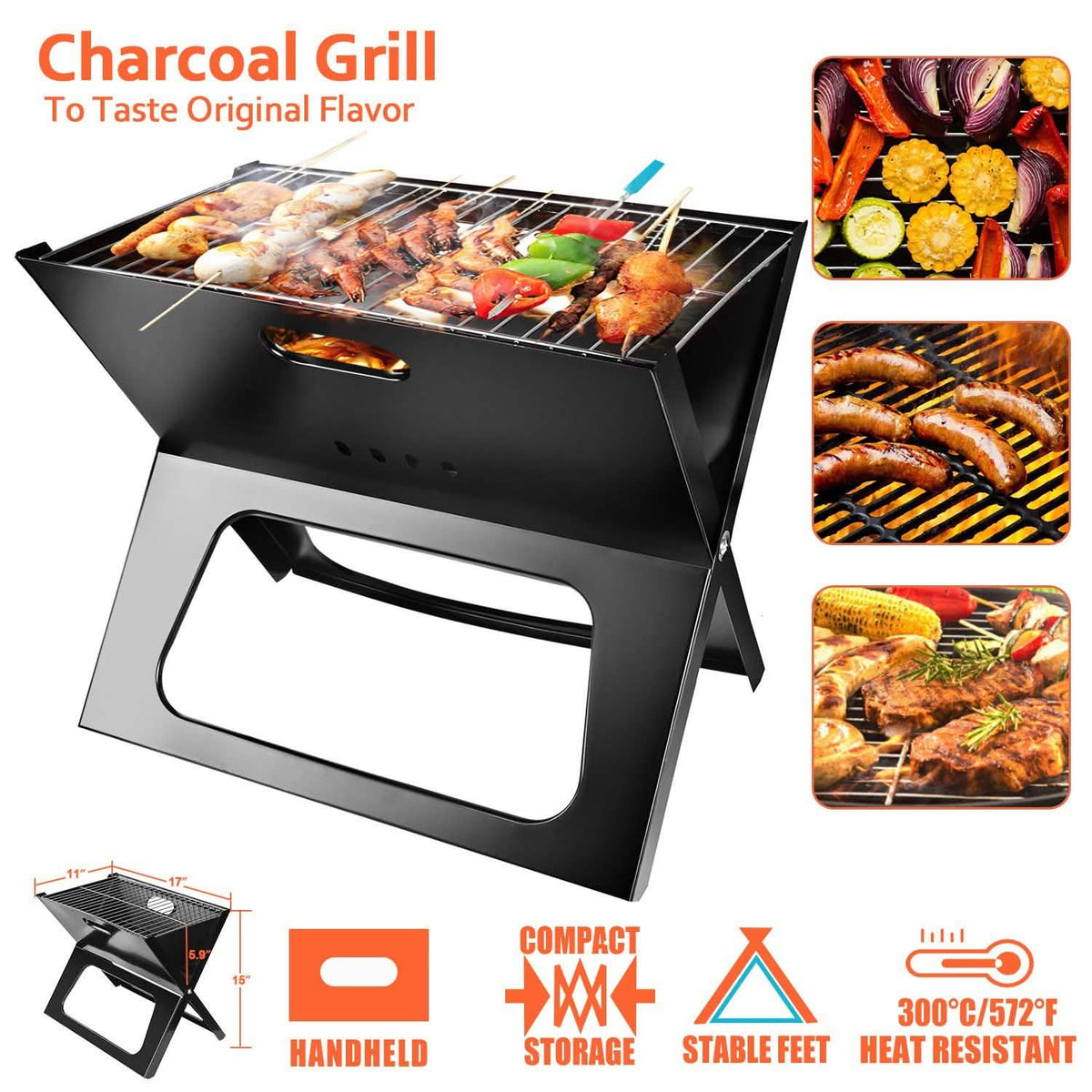 Foldable Portable BBQ Barbecue Grill Garden & Patio - Tophatter Daily Deals