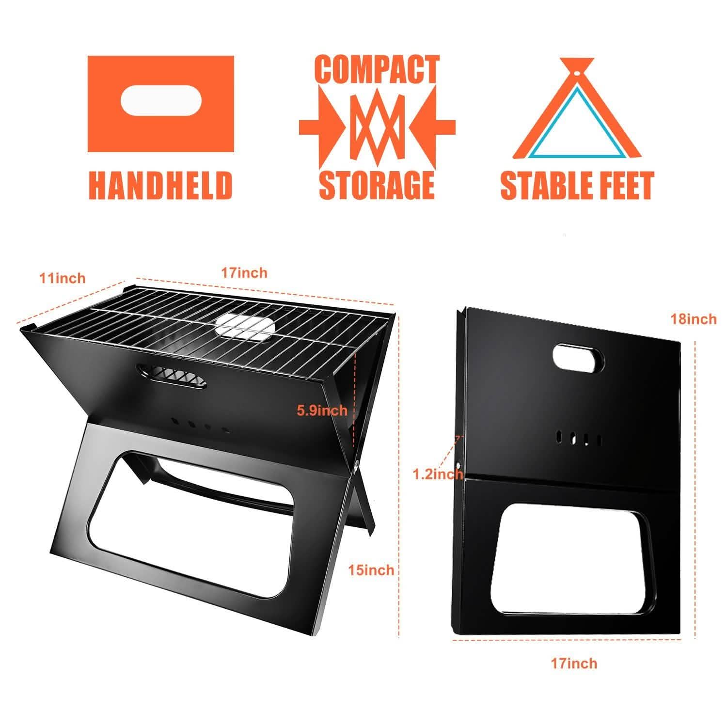 Foldable Portable BBQ Barbecue Grill Garden & Patio - Tophatter Daily Deals