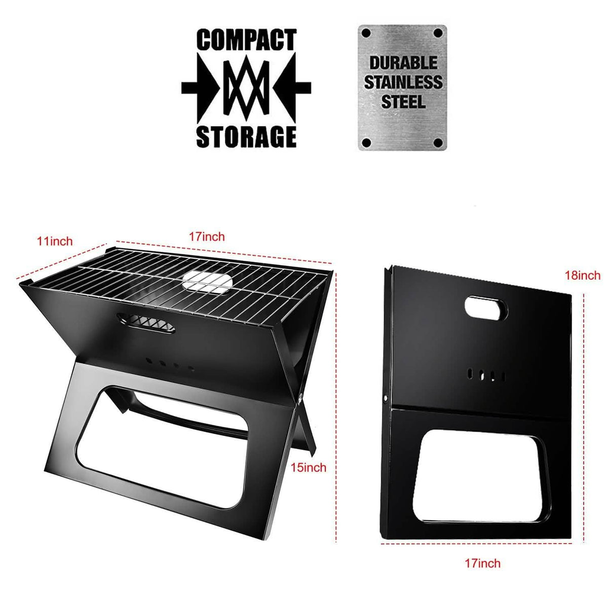 Foldable Portable BBQ Barbecue Grill Garden & Patio - Tophatter Daily Deals