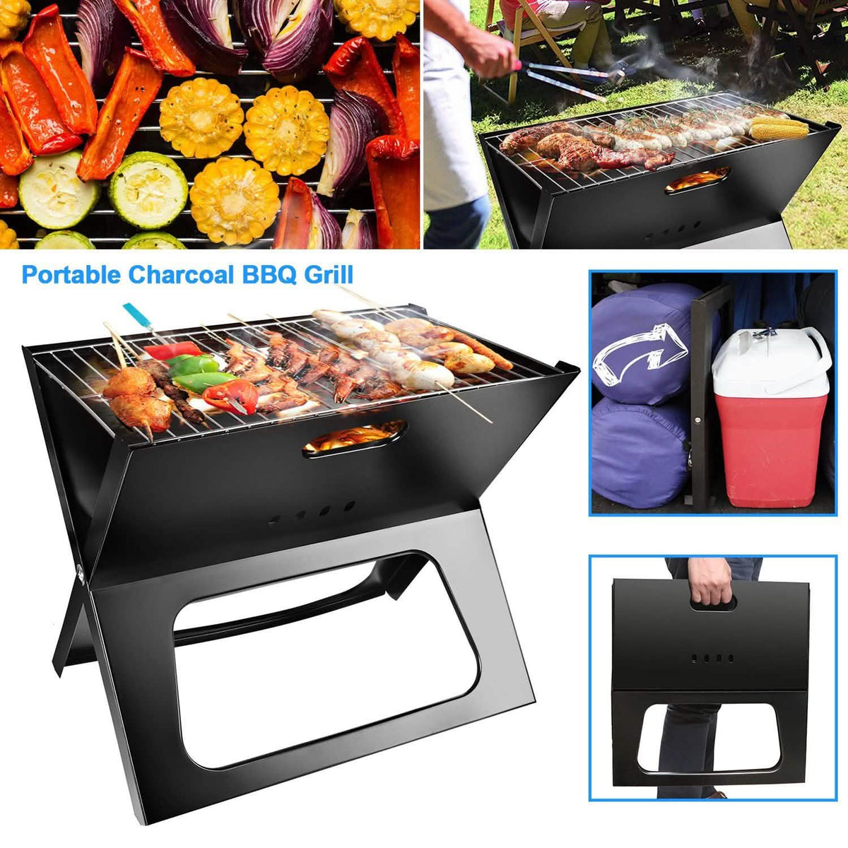 Foldable Portable BBQ Barbecue Grill Garden & Patio - Tophatter Daily Deals