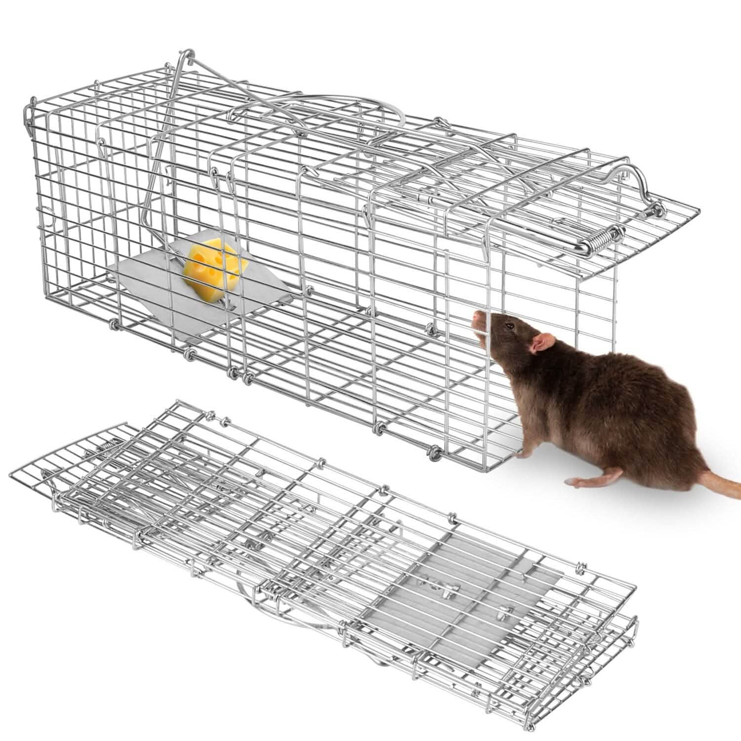 Foldable Rat Trap Cage Humane Live Rodent Trap Cage Pest Control - Tophatter Daily Deals