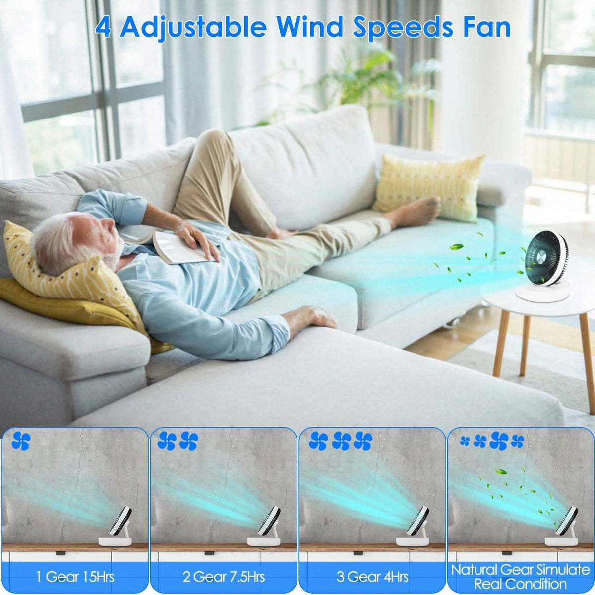 Foldable Rechargeable LED Desk Fan Wall Mounted with Magnetic Remote Household Appliances - Tophatter Daily Deals