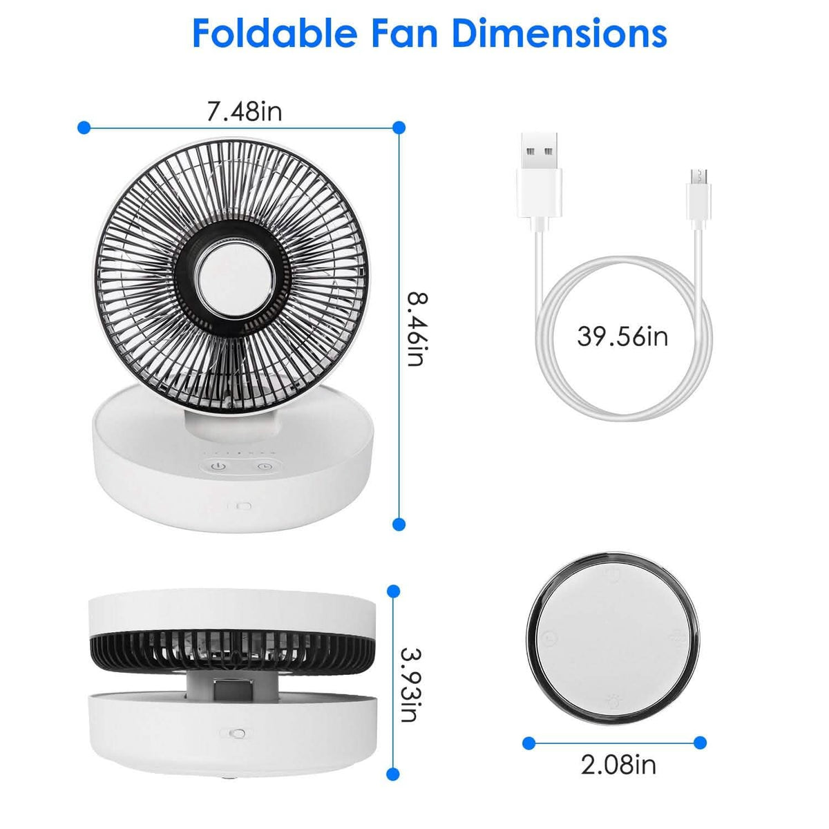 Foldable Rechargeable LED Desk Fan Wall Mounted with Magnetic Remote Household Appliances - Tophatter Daily Deals