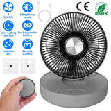 Foldable Rechargeable LED Desk Fan Wall Mounted with Magnetic Remote Household Appliances - Tophatter Daily Deals